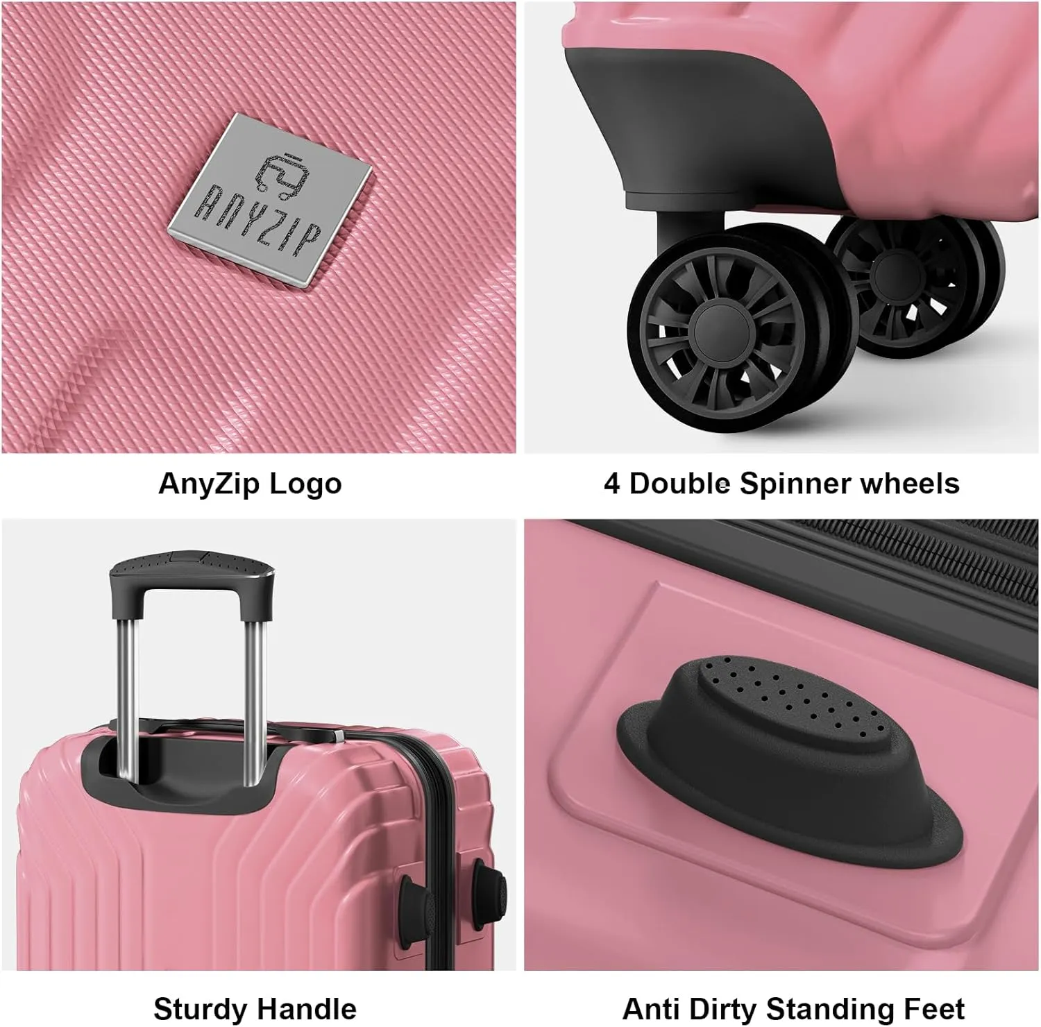 AnyZip Expandable Luggage, 28 Inch Large Hard Shell Checked Suitcase, Rolling Lightweight Travel Suitcases with Wheels TSA Lock (Pink)