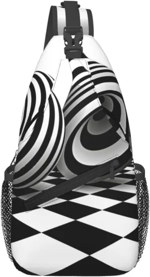 Art Black White Optical Illusion Sling Backpack Chest Bag Fashion Crossbody Shoulder Bags Casual Daypack For Men Women