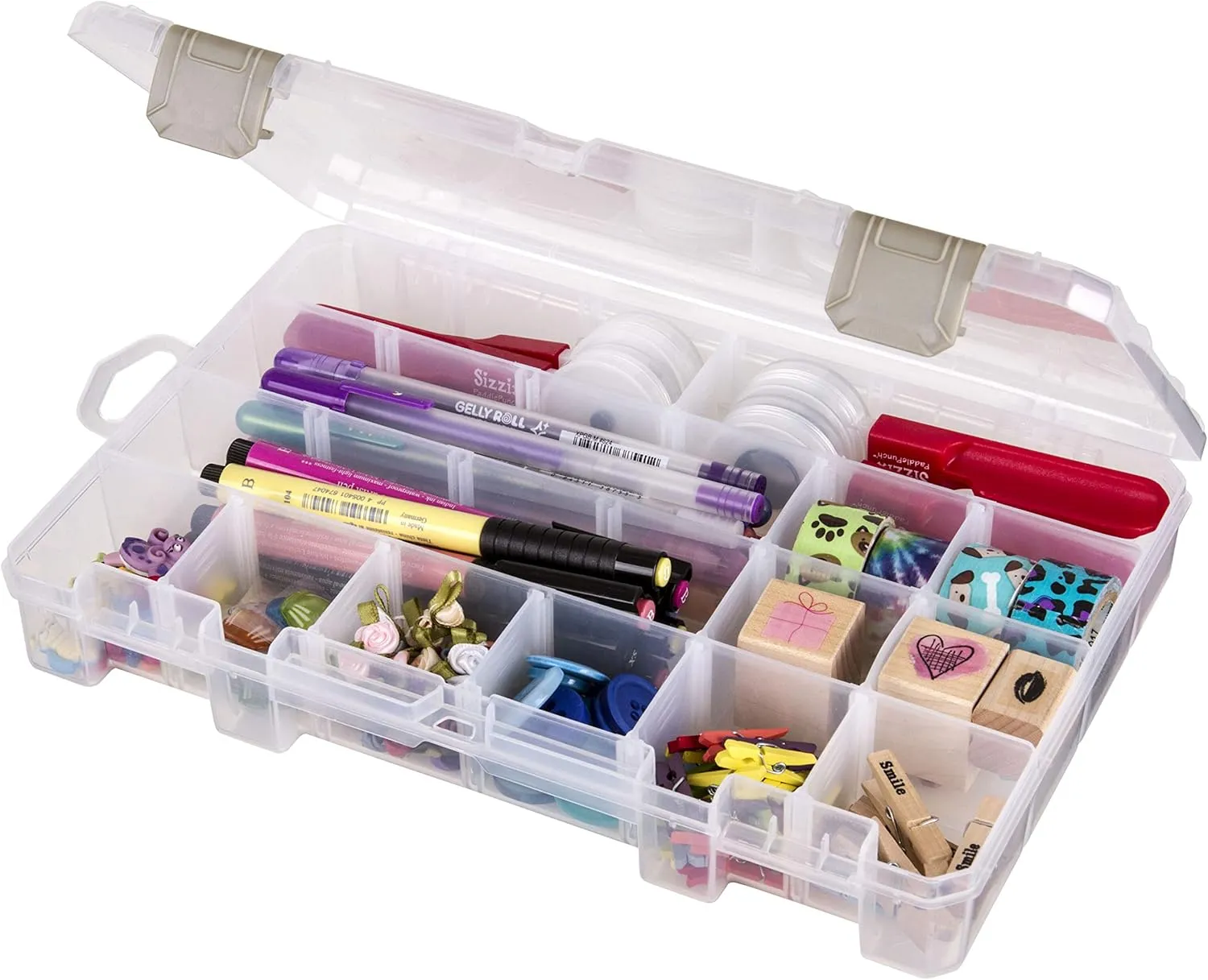 ArtBin 4006AB Medium Solutions Box with Dividers, Art & Craft Organizer, [1] Plastic Storage Case, Clear