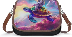 Astronaut-turtle Messenger Bag for Women PU Leather Crossbody Bags Shoulder Handbags Purse