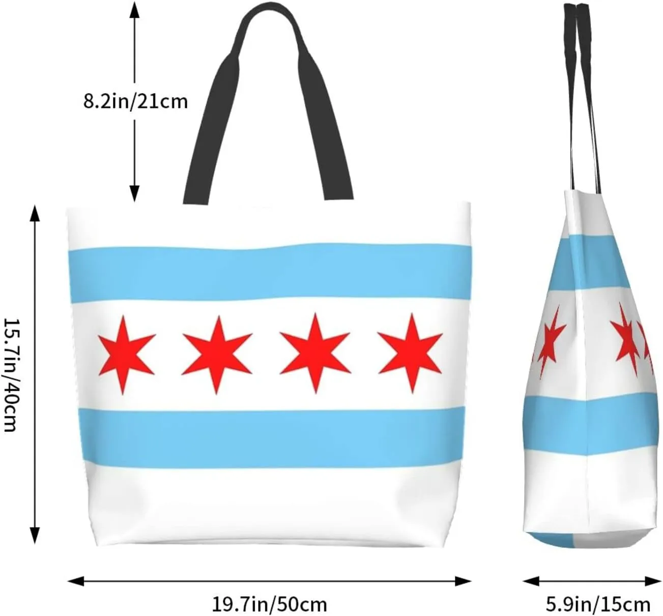 ASYG Cute Flag Tote Bag Large Women Casual Shoulder Bag Handbag Reusable Patriotic Shopping Grocery Bag