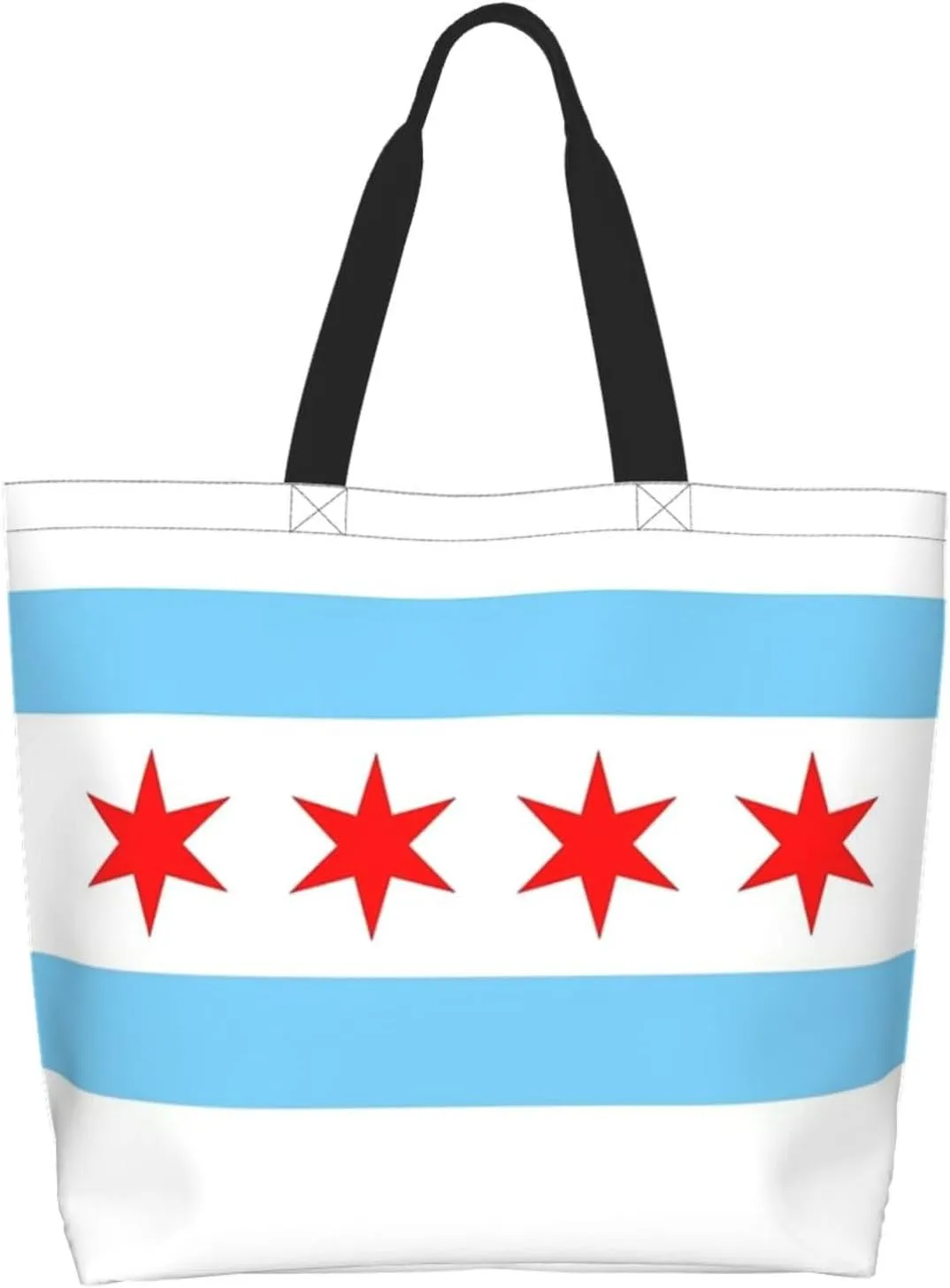 ASYG Cute Flag Tote Bag Large Women Casual Shoulder Bag Handbag Reusable Patriotic Shopping Grocery Bag