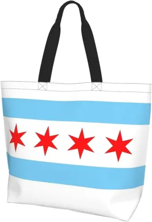 ASYG Cute Flag Tote Bag Large Women Casual Shoulder Bag Handbag Reusable Patriotic Shopping Grocery Bag