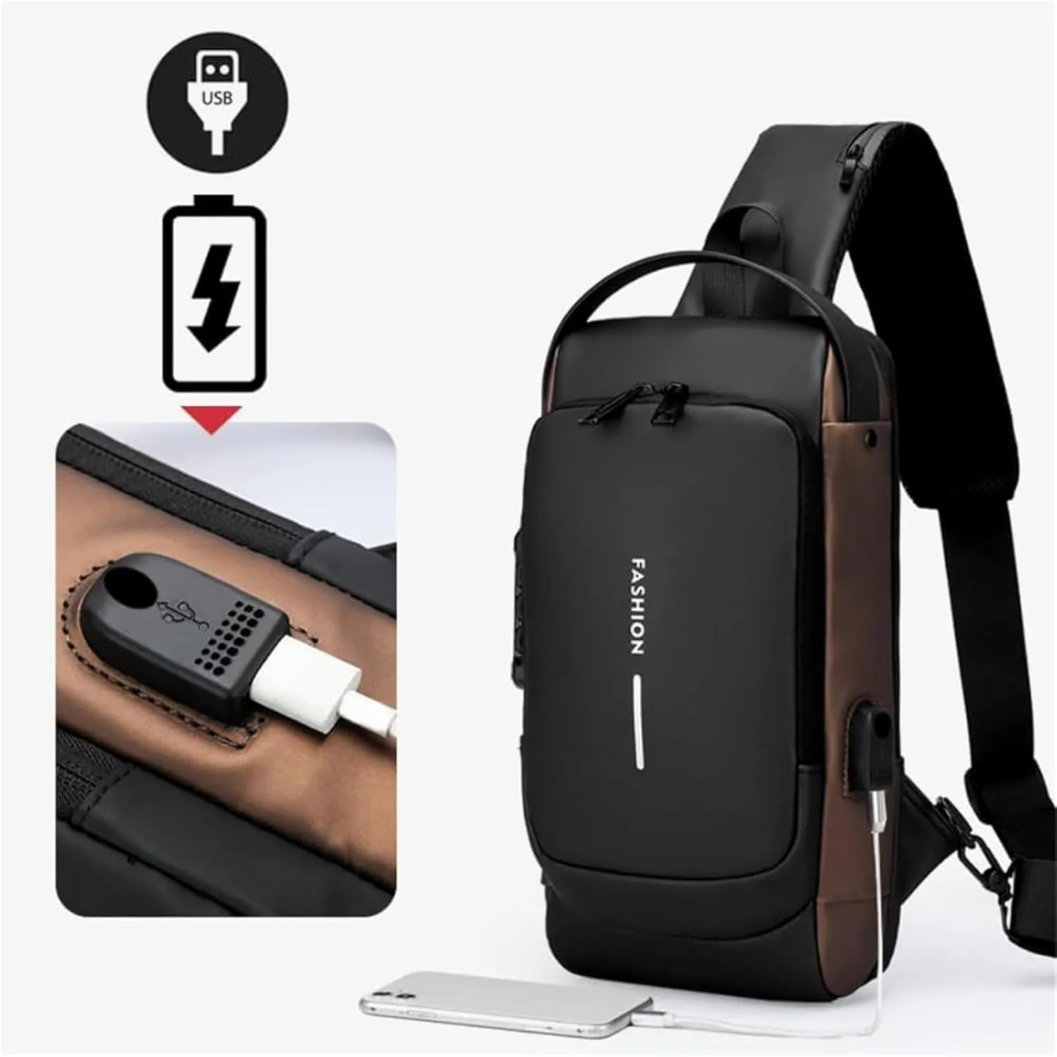 Auricz Sling Bag, New Carbon Fiber Streamline Anti-Theft Sling Bags, Waterproof Men's Chest Bag Shoulder Bags