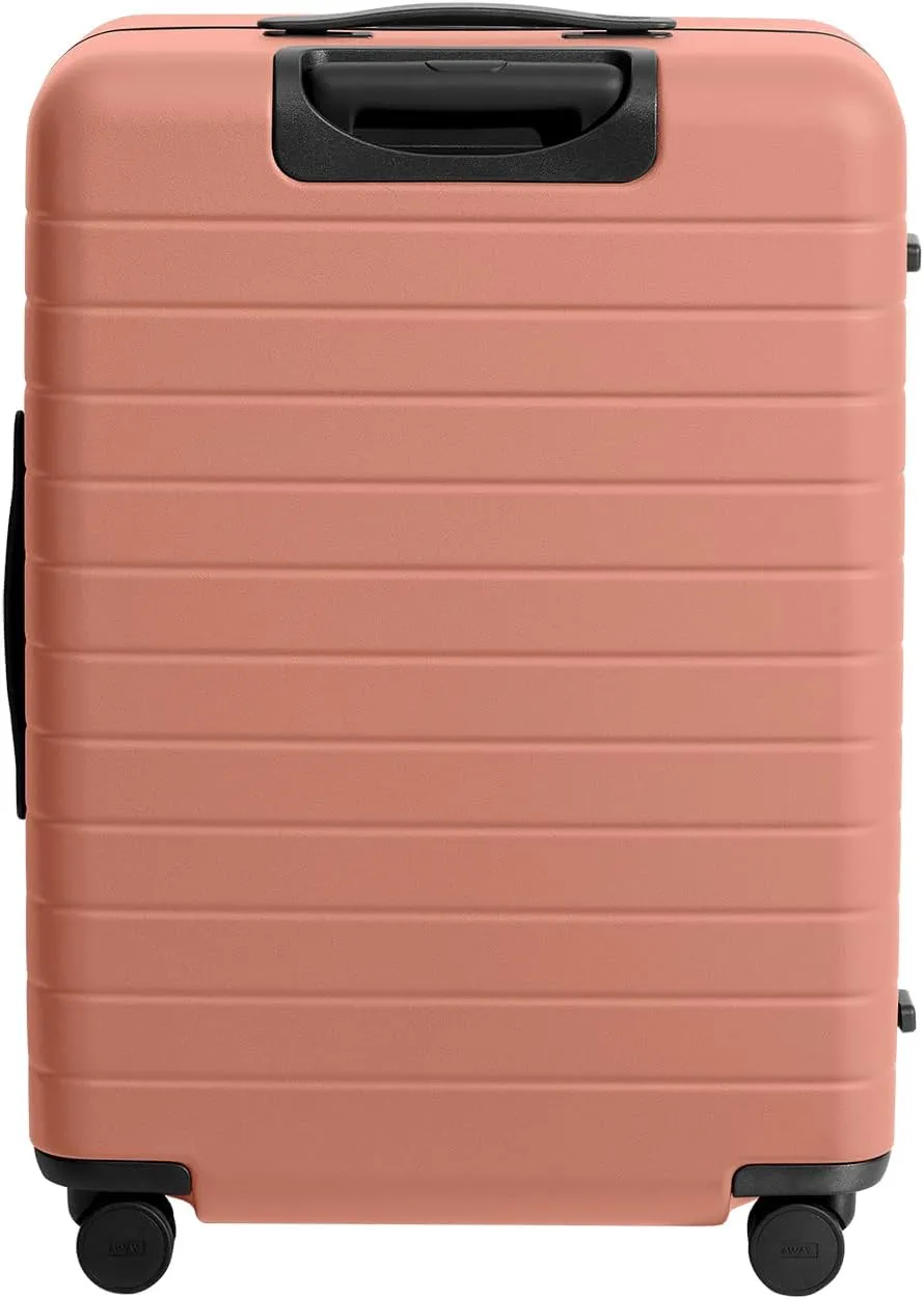 Away Medium Checked Luggage, Lightweight Hard Shell Suitcase with Spinner Wheels, Durable Rolling Luggage, TSA Lock, 26 Inch, Clay Pink