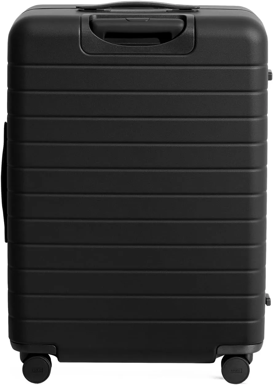 Away Medium Checked Luggage, Lightweight Hard Shell Suitcase with Spinner Wheels, Durable Rolling Luggage, TSA Lock, 26 Inch, Jet Black