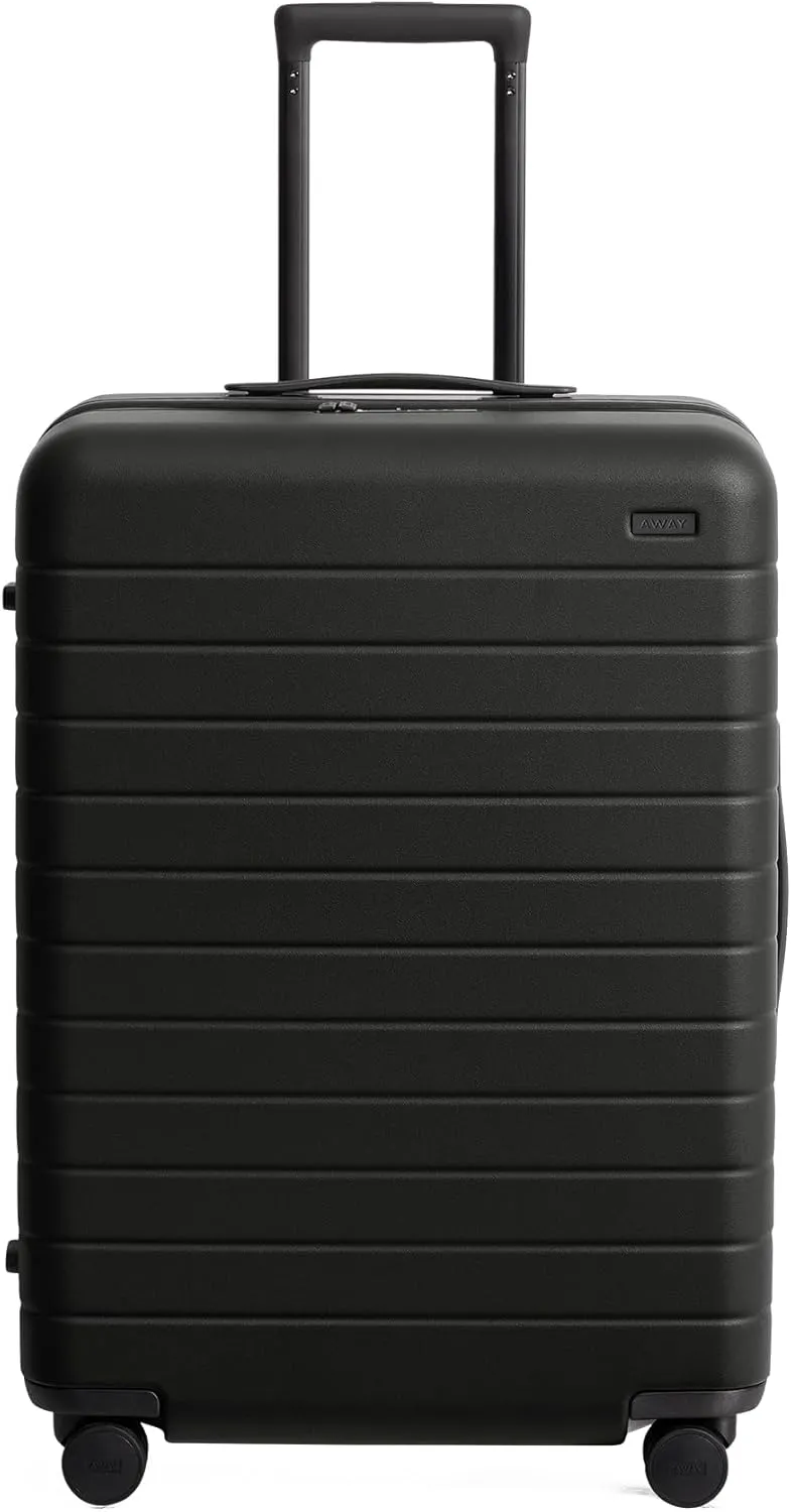 Away Medium Checked Luggage, Lightweight Hard Shell Suitcase with Spinner Wheels, Durable Rolling Luggage, TSA Lock, 26 Inch, Jet Black