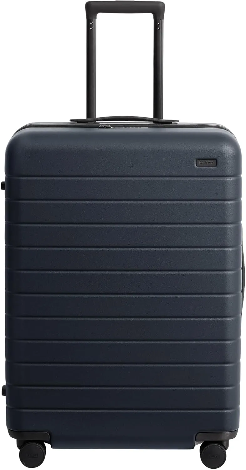 Away Medium Checked Luggage, Lightweight Hard Shell Suitcase with Spinner Wheels, Durable Rolling Luggage, TSA Lock, 26 Inch, Navy Blue