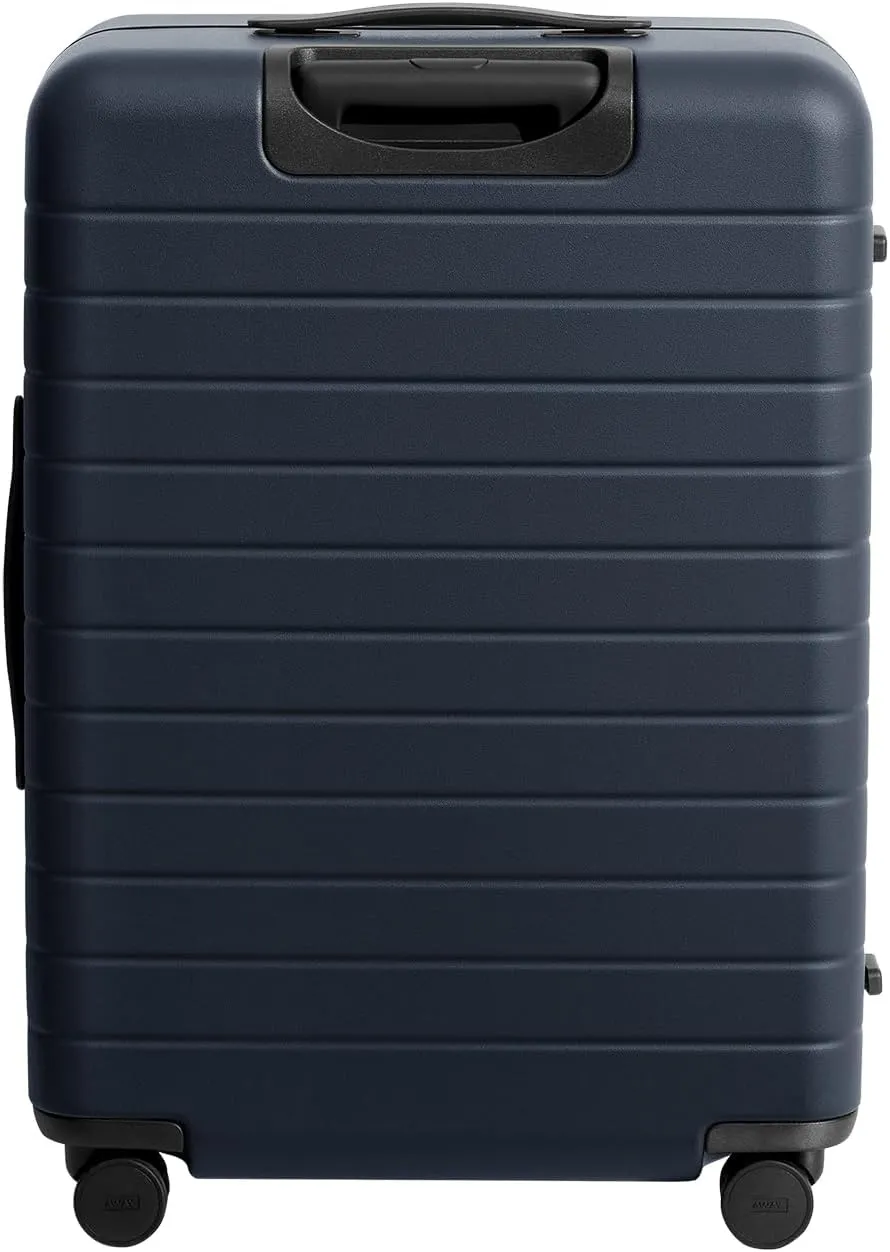 Away Medium Checked Luggage, Lightweight Hard Shell Suitcase with Spinner Wheels, Durable Rolling Luggage, TSA Lock, 26 Inch, Navy Blue