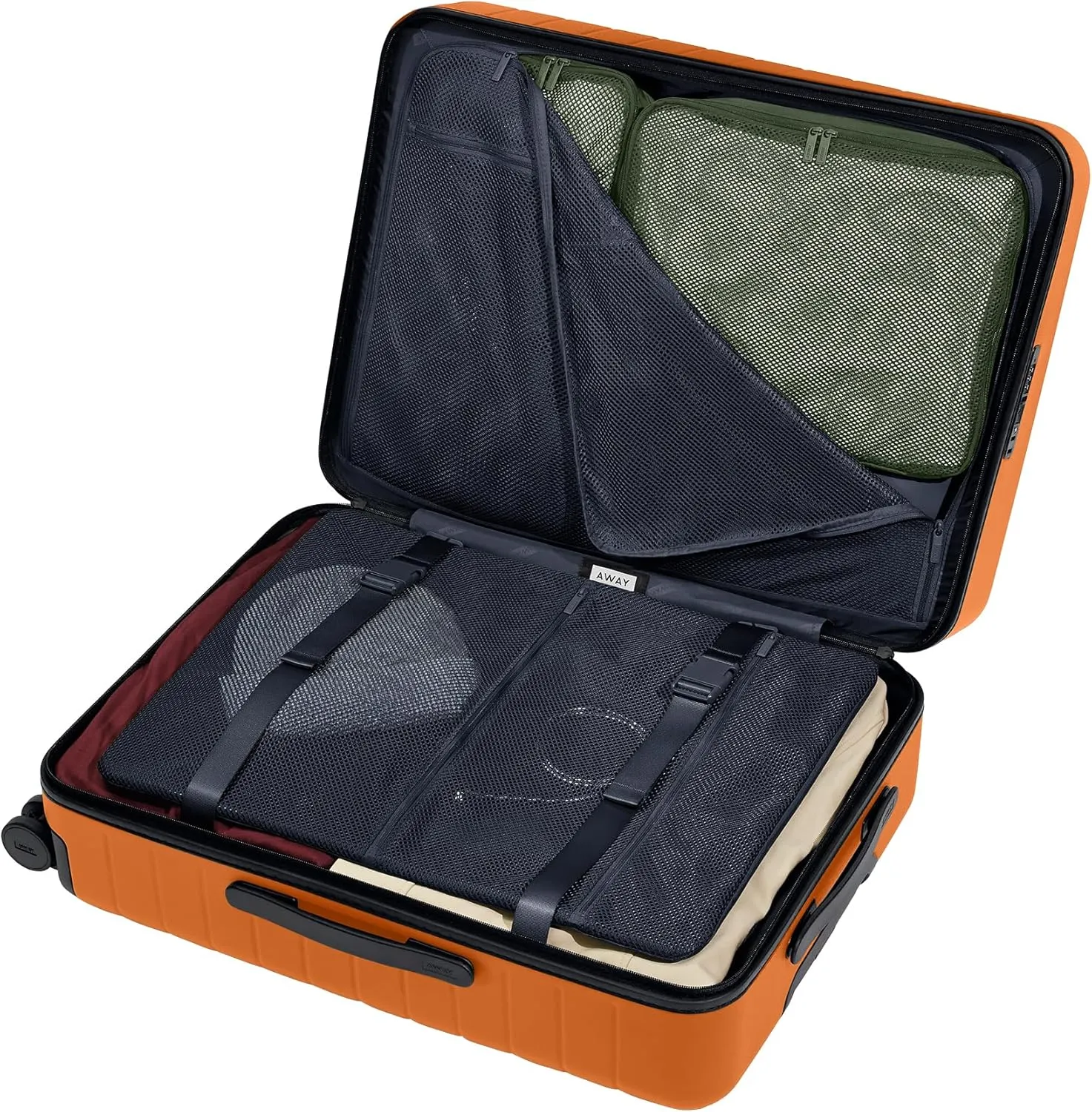 Away Medium Checked Luggage, Lightweight Hard Shell Suitcase with Spinner Wheels, Durable Rolling Luggage, TSA Lock, 26 Inch, Sorbet Orange