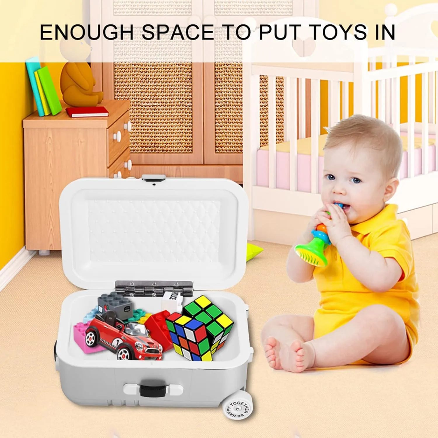 Baby Suitcase Toy, Cute Plastic Dolls Travel Suitcase Mini Size 6.1 x 4.1 x 2.8 inch Trolley Case Carry On Luggage Simulation Rolling Suitcase Toy(Silver)