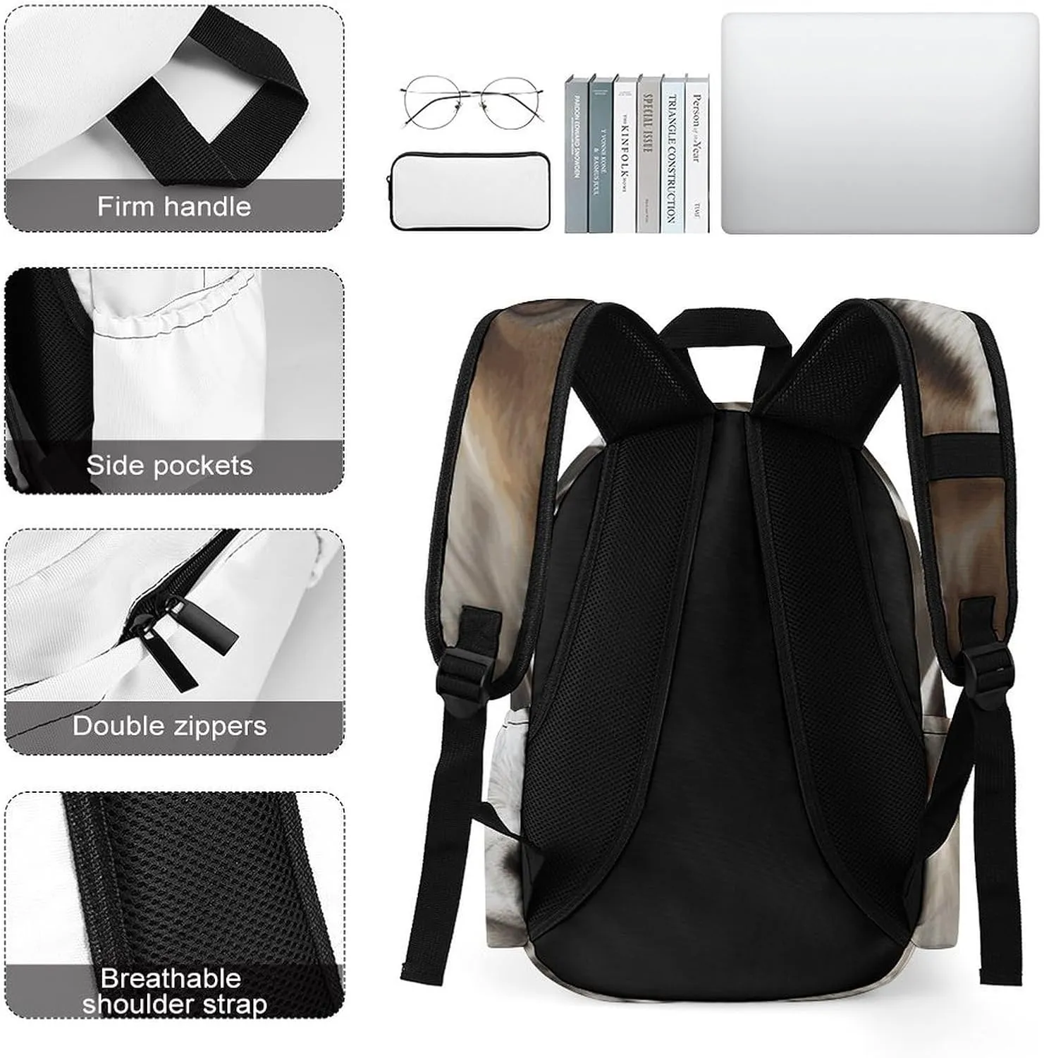 Backpack for Men Women Daypack Waterproof Animals Goat Computer Bag Business Work Bag for Travel, 42x30x15cm