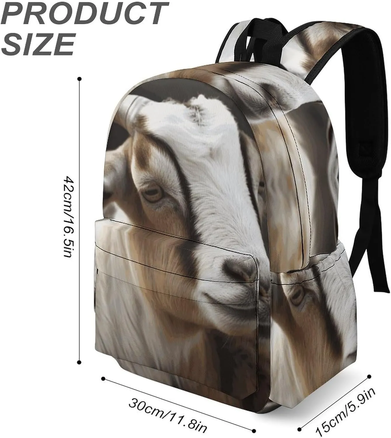 Backpack for Men Women Daypack Waterproof Animals Goat Computer Bag Business Work Bag for Travel, 42x30x15cm