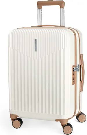 BAGSMART Carry On Luggage 22x14x9 Airline Approved with Spinner Wheels,100% PC Hardside Expandable Luggage with TSA Lock for Trips, 20 Inch Rolling Suitcases for Men Women,Beige