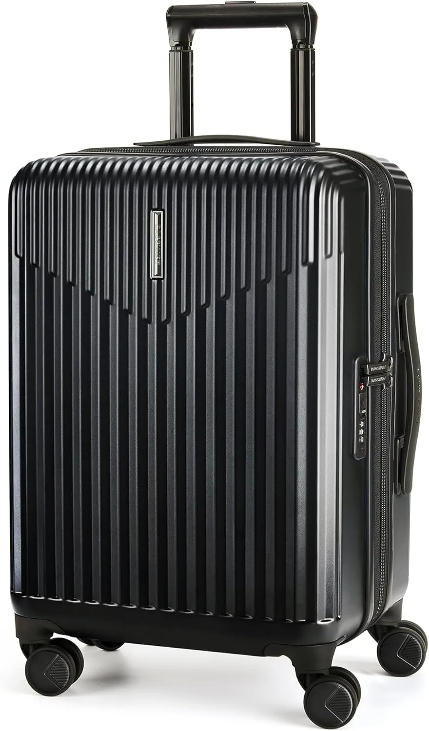 BAGSMART Carry On Luggage 22x14x9 Airline Approved with Spinner Wheels,100% PC Hardside Expandable Luggage with TSA Lock for Trips, 20 Inch Rolling Suitcases for Men Women,Black