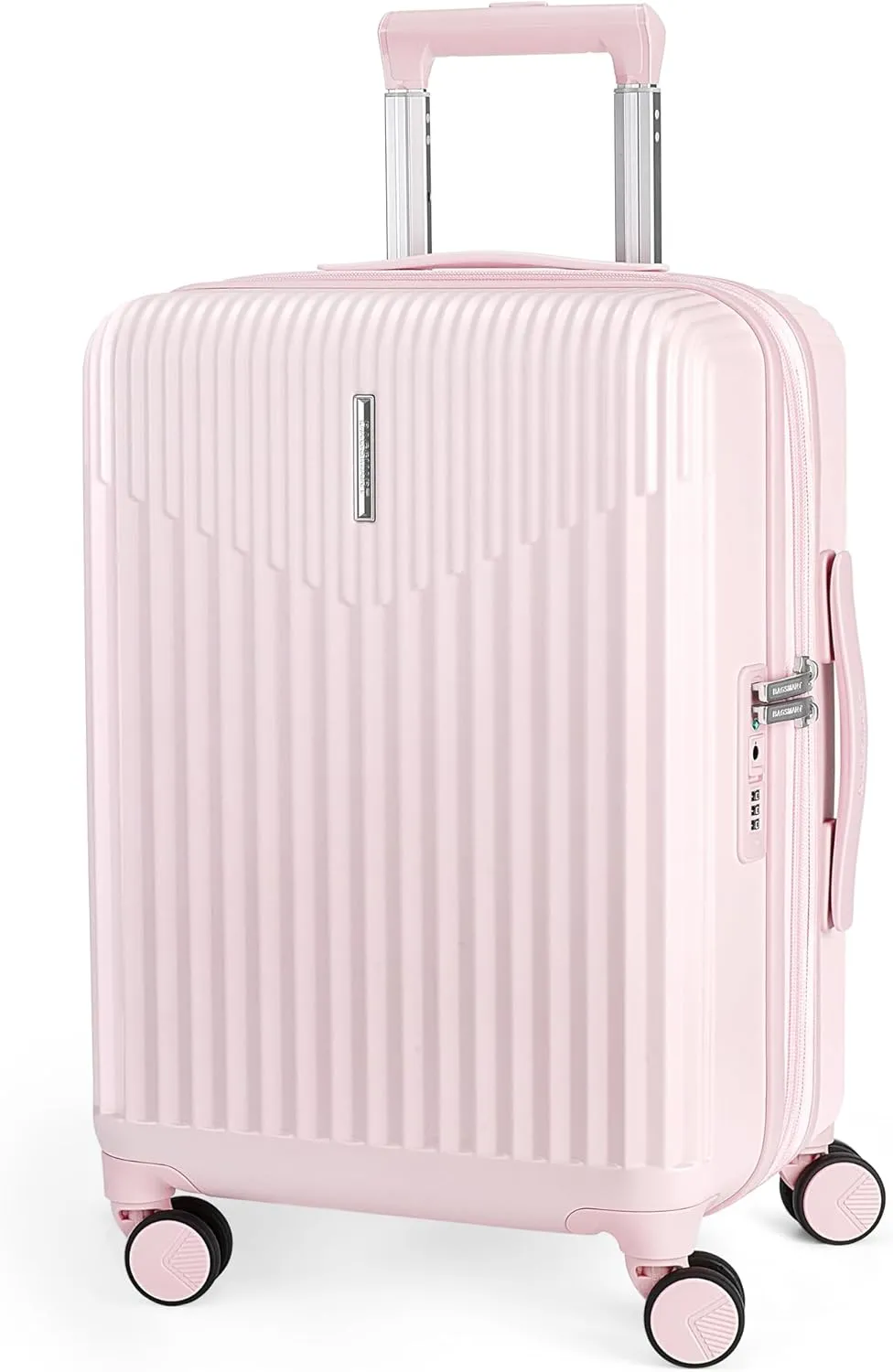 BAGSMART Carry On Luggage 22x14x9 Airline Approved with Spinner Wheels,100% PC Hardside Expandable Luggage with TSA Lock for Trips, 20 Inch Rolling Suitcases for Men Women,Pink