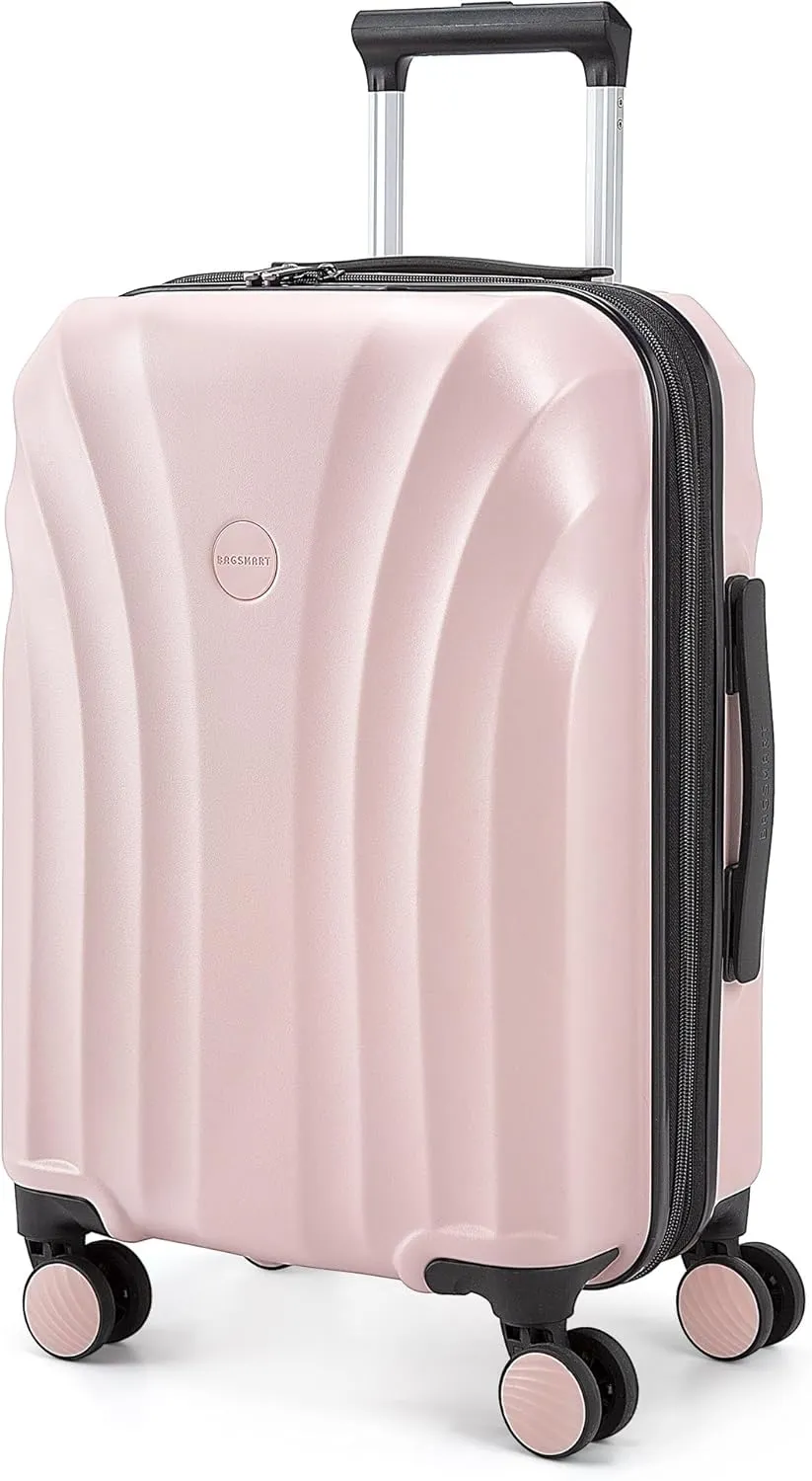 BAGSMART Carry On Luggage 22x14x9 Airline Approved with TSA Lock, Expandable Hard Shell Suitcase with Spinner Wheels, Lightweight 20 Inch Travel Rolling Carry-On Luggage, Pink