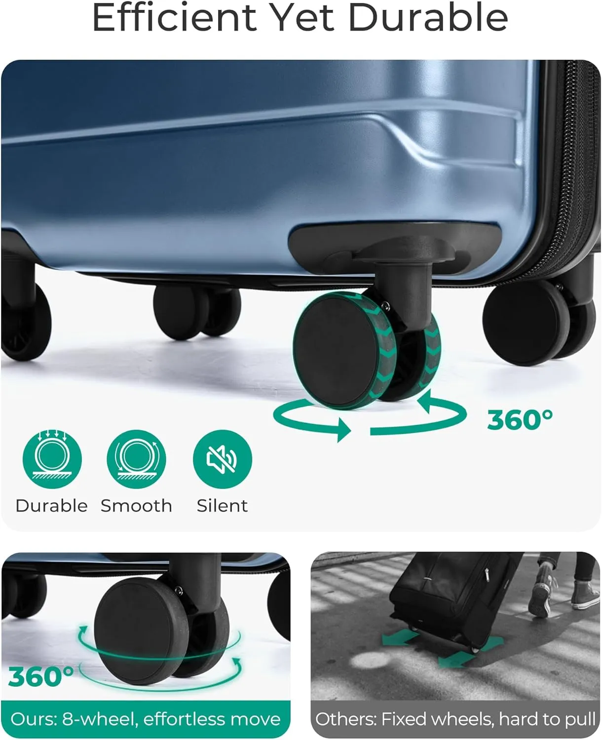 BAGSMART Carry On Luggage 22x14x9 Airline Approved with TSA Lock,20 Inch Lightweight Luggage with Spinner Wheels,100% PC Hard Shell Carry On Suitcases for Men Women,Royal Blue