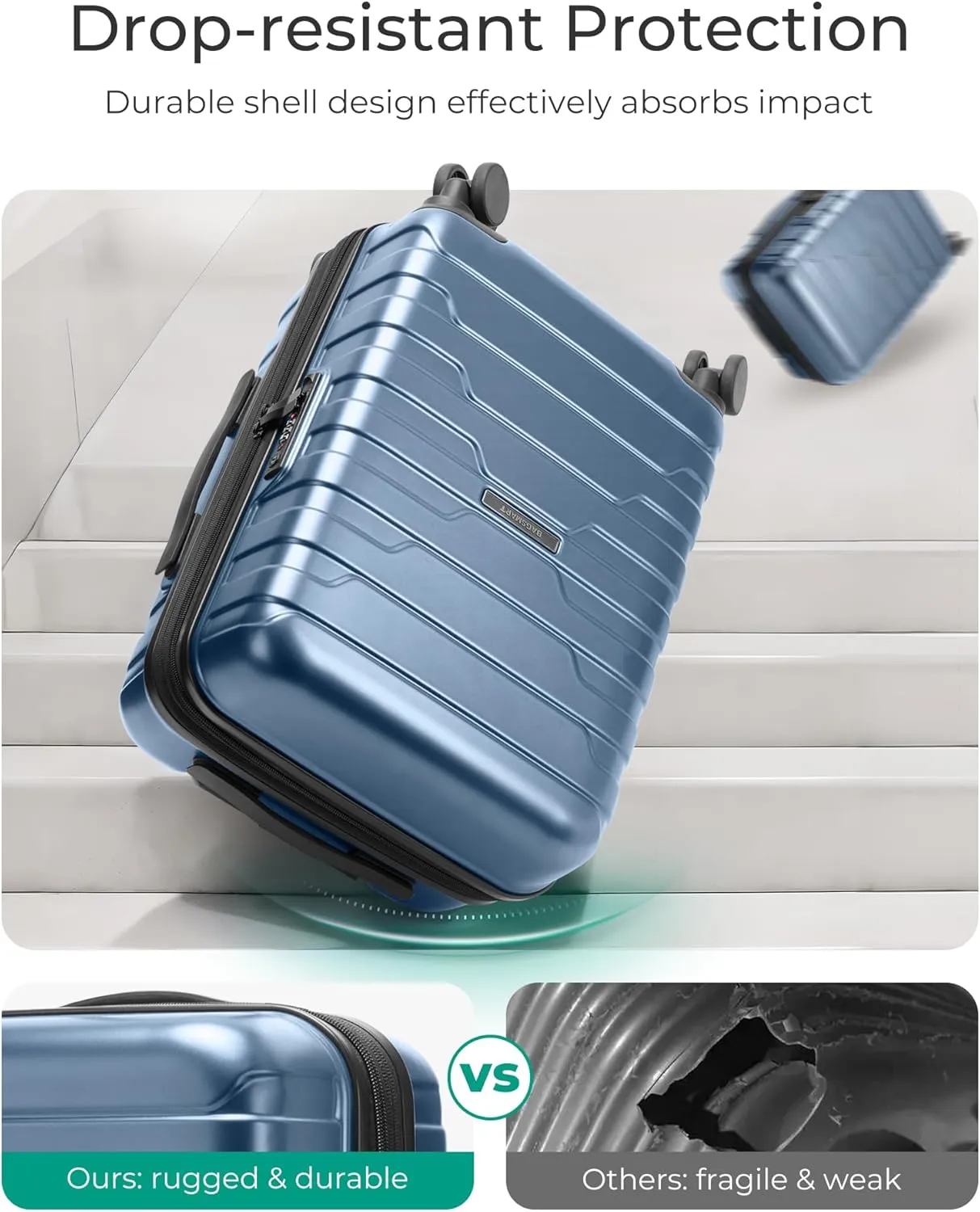 BAGSMART Carry On Luggage 22x14x9 Airline Approved with TSA Lock,20 Inch Lightweight Luggage with Spinner Wheels,100% PC Hard Shell Carry On Suitcases for Men Women,Royal Blue