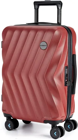 BAGSMART Carry On Luggage, PC Hardside Suitcase Airline Approved, 20 Inch Carryon Luggage with Spinner Wheels, Travel Luggage Hard Shell Lightweight Rolling Suitcases for Men Women,Red