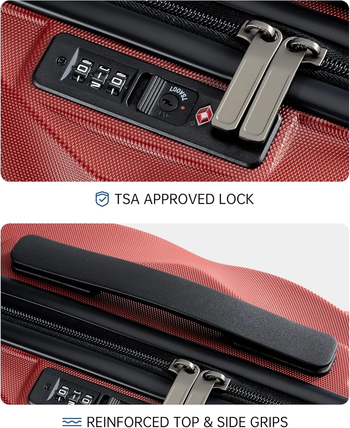 BAGSMART Carry On Luggage, PC Hardside Suitcase Airline Approved, 20 Inch Carryon Luggage with Spinner Wheels, Travel Luggage Hard Shell Lightweight Rolling Suitcases for Men Women,Red