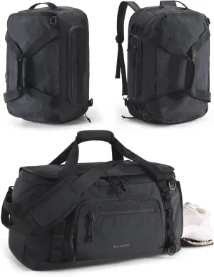 BAGSMART Gym Backpack for Men Sports & Weekend Travel, 4-in-1 Convertible Travel Duffle Bag with Shoes Compartment & Wet Pocket, 38L Gym Bag for Women, Black