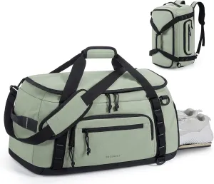 BAGSMART Gym Bag Backpack for Sports/Pool/Beach/Weekend Travel, 4-in-1 Convertible Duffle Bag with Shoes Compartment & Wet Pocket, 38L Travel Weekender Bag for Men Women, Greenish Gray