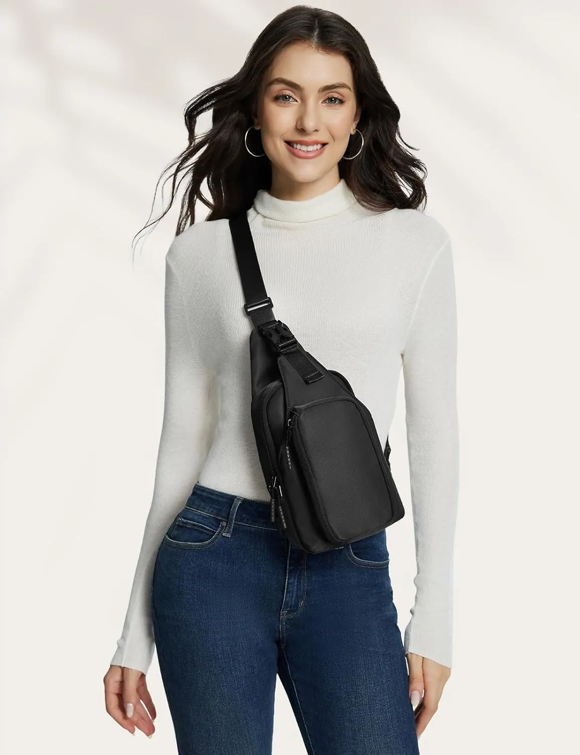 baleaf Small Sling Bag Crossbody Backpack Adjustable Strap Shoulder Chest Daypack Casual Traveling Hiking Daily Black