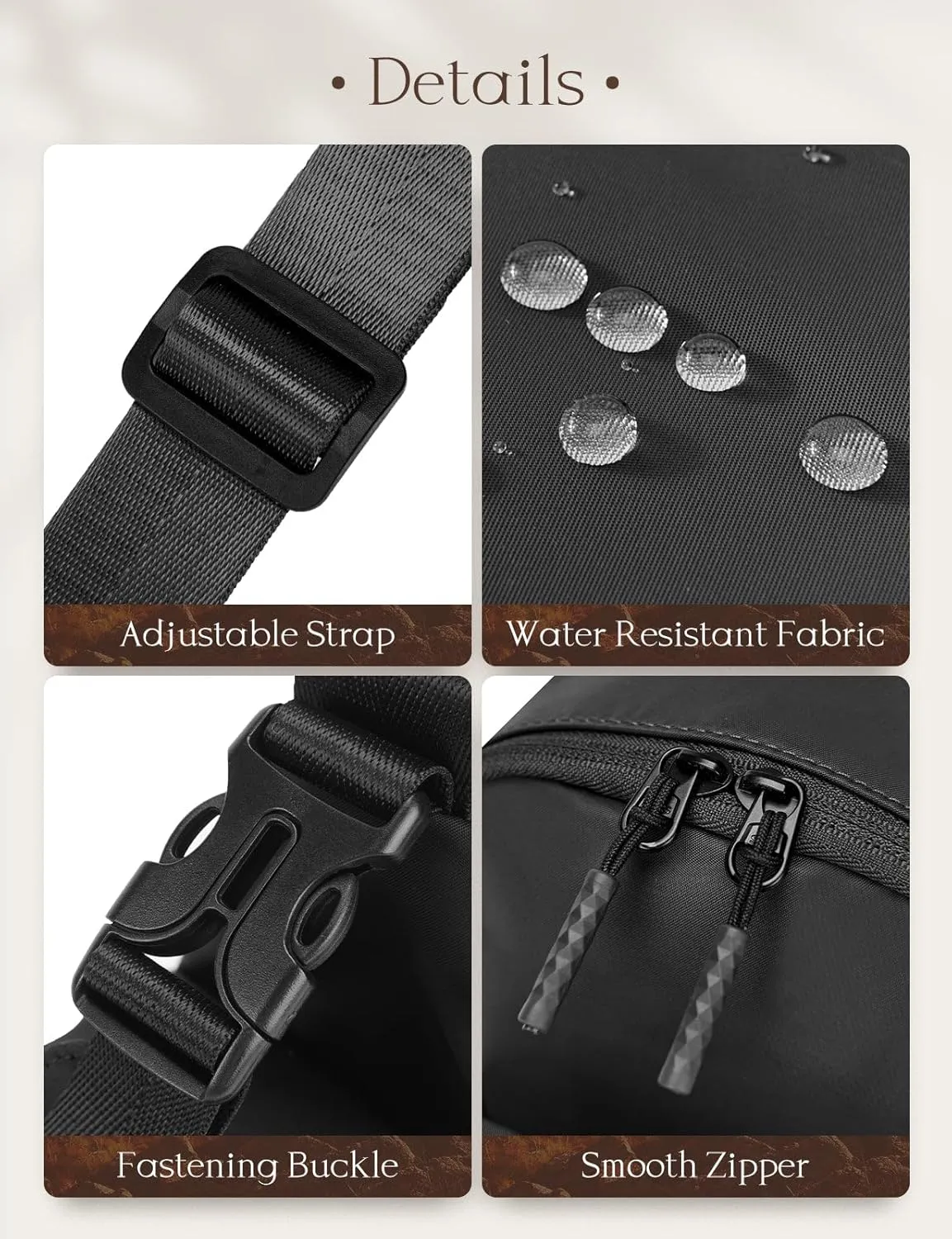 baleaf Small Sling Bag Crossbody Backpack Adjustable Strap Shoulder Chest Daypack Casual Traveling Hiking Daily Black