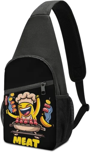 Banana BBQ Meat Crossbody Bags for Women Men Sling Bag Bakpack Shoulder Bag Travel Hiking Daypack