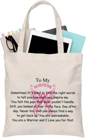 BDPWSS Breast Cancer Awareness Tote Bags For Women Breast Cancer Survivor Gift You Are Unbreakable You Are a Warrior Handbag