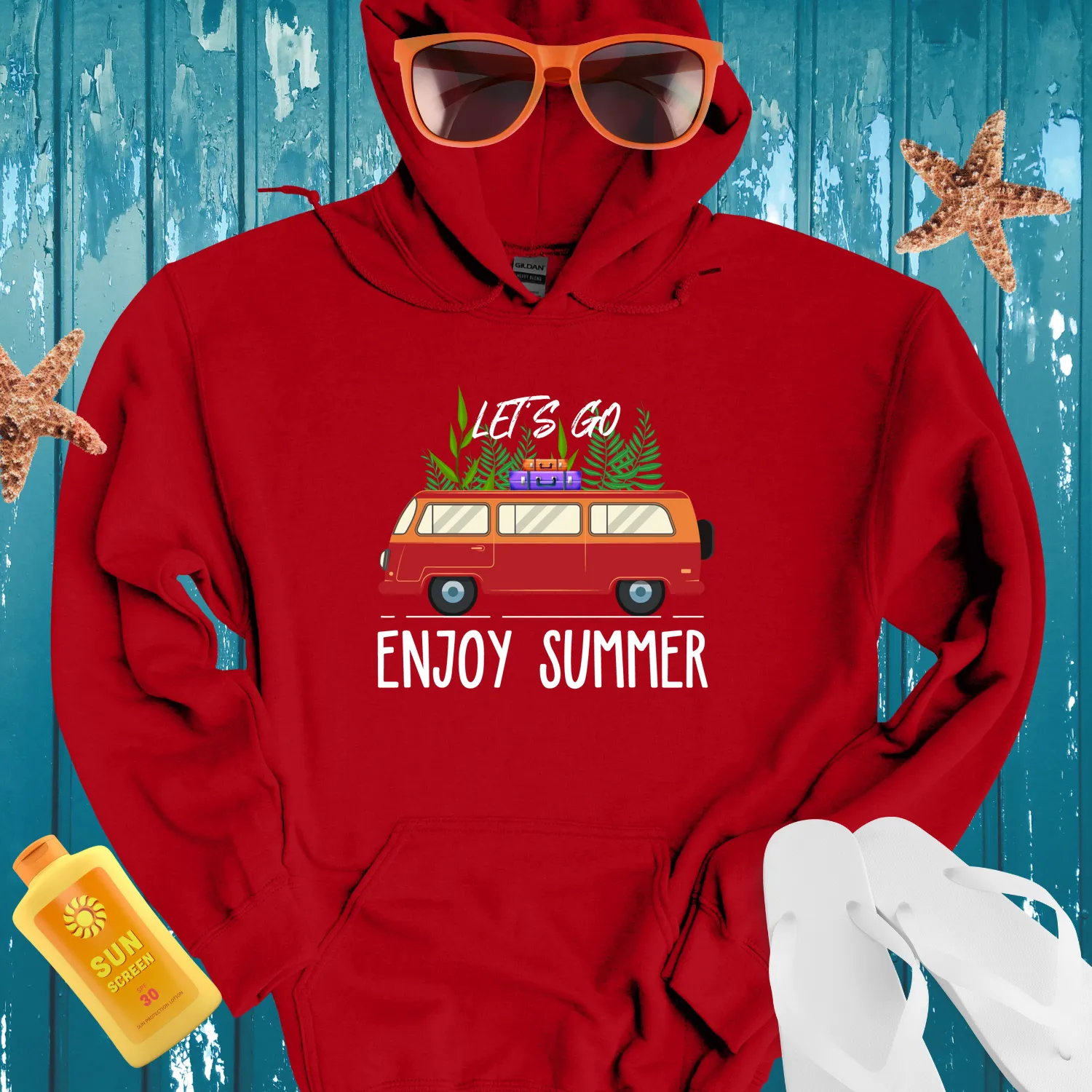 Beach Adventure Van Hoodie Retro Travel Design