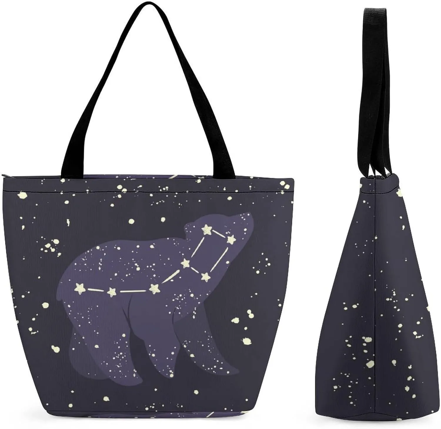 Bears-ursa-minor-constellation Women Top Handle Purse Women Large Shoulder Bag with Zipper Handbag for Travel Work Totes