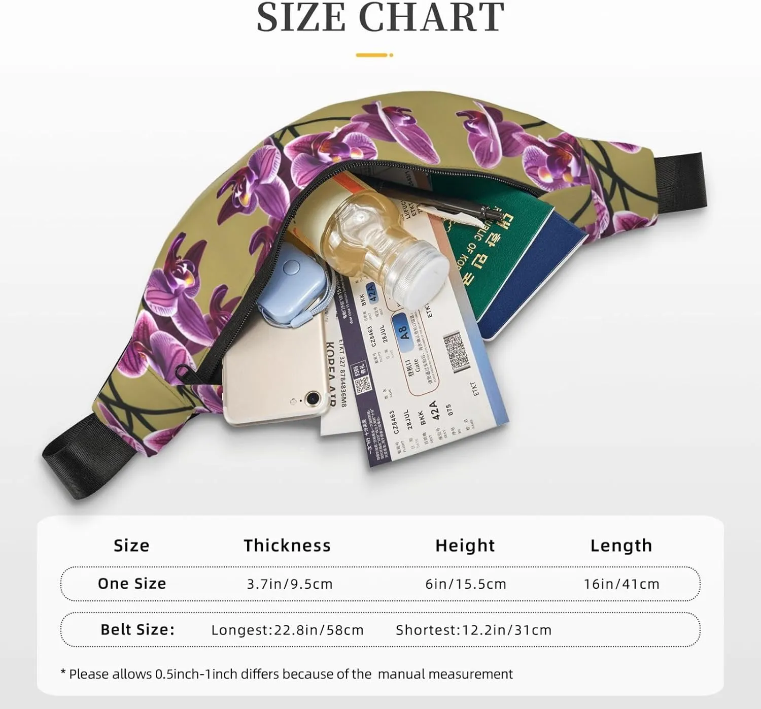 Beautiful Orchids Fashion Crossbody Appearance High capacity outdoor with Adjustable Comfortable Work Leisure Versatile