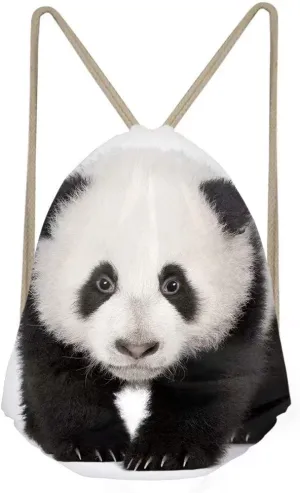 Beauty Collector Panda Drawstring Bag for Kids Cinch Bags Zoo Travel Backpack for Toddler