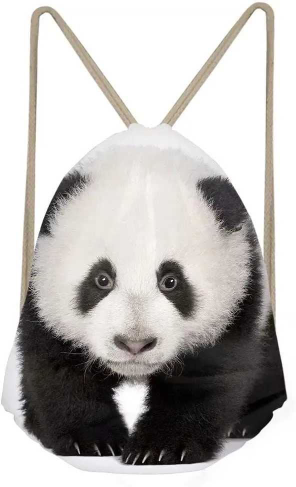 Beauty Collector Panda Drawstring Bag for Kids Cinch Bags Zoo Travel Backpack for Toddler