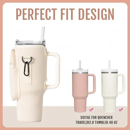 Beynant Water Bottle Holder With Strap for Stanley 40 oz Tumbler With Handle, With Cell Phone Pocket and Adjustable Shoulder Strap Tumbler Accessories for Stanley - Water Bottle Sleeve For Outdoors