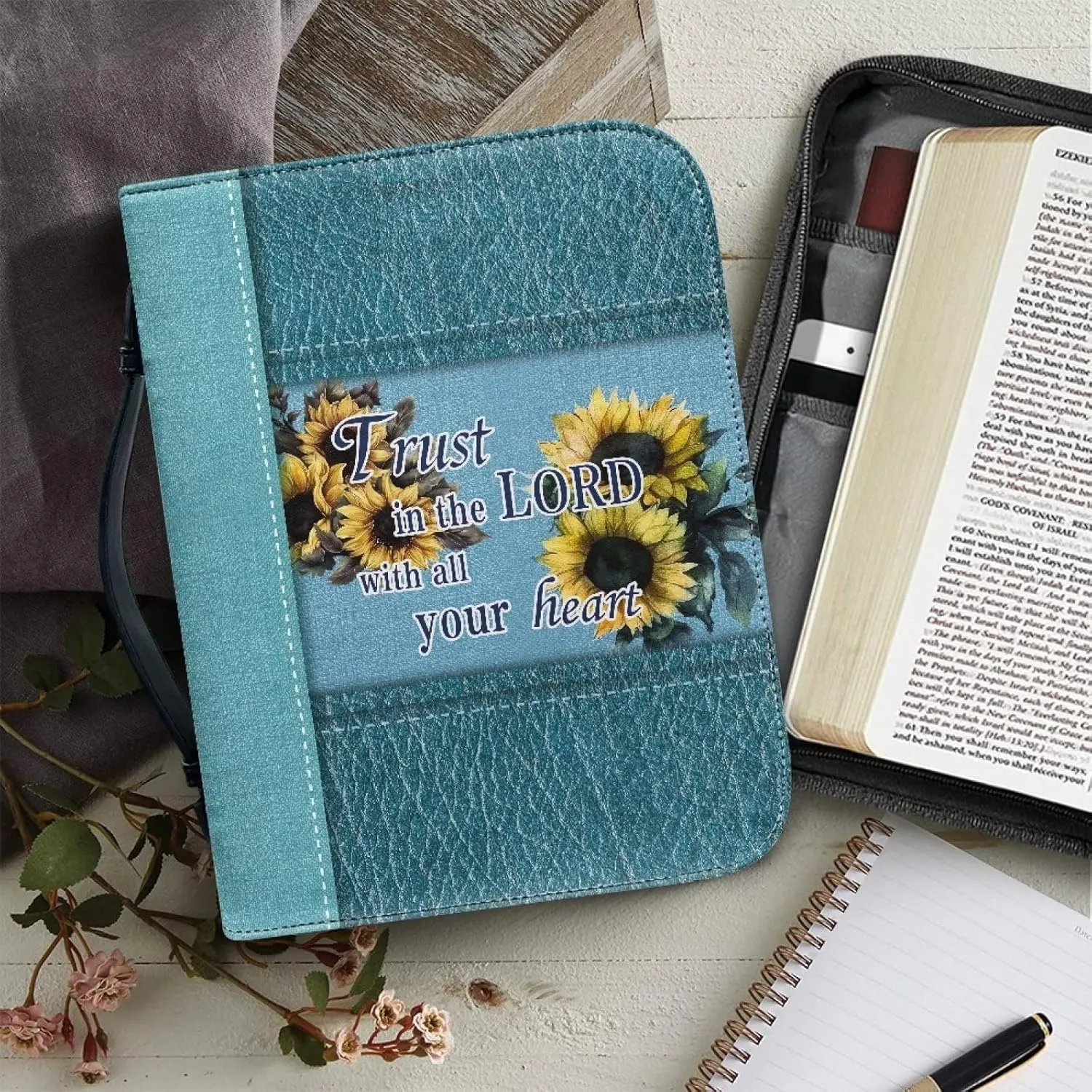 Bible Cover for Women and Men Study Bible Protective Bag Scripture Tote Book Protector with Big Capacity