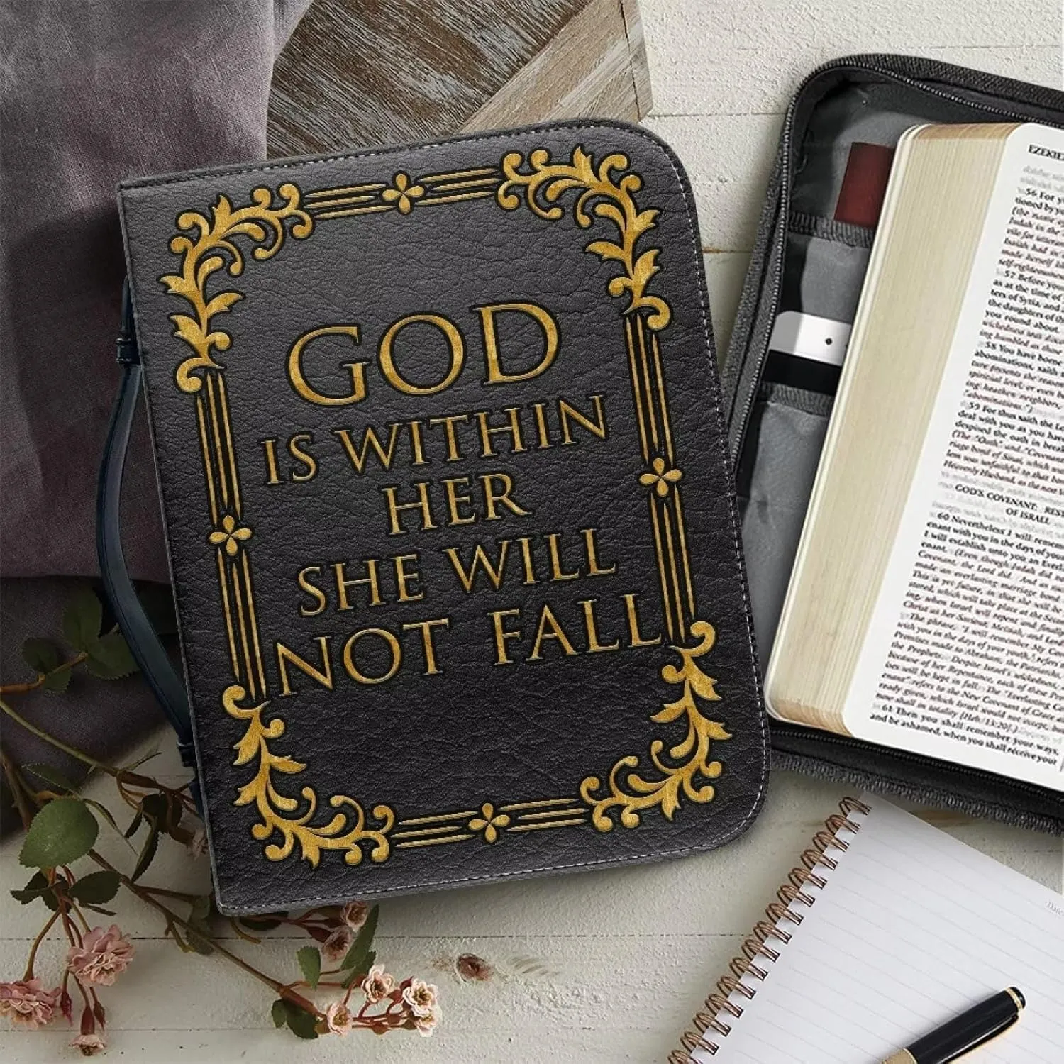 Bible Cover for Women and Men Study Bible Protective Bag Scripture Tote Book Protector with Big Capacity