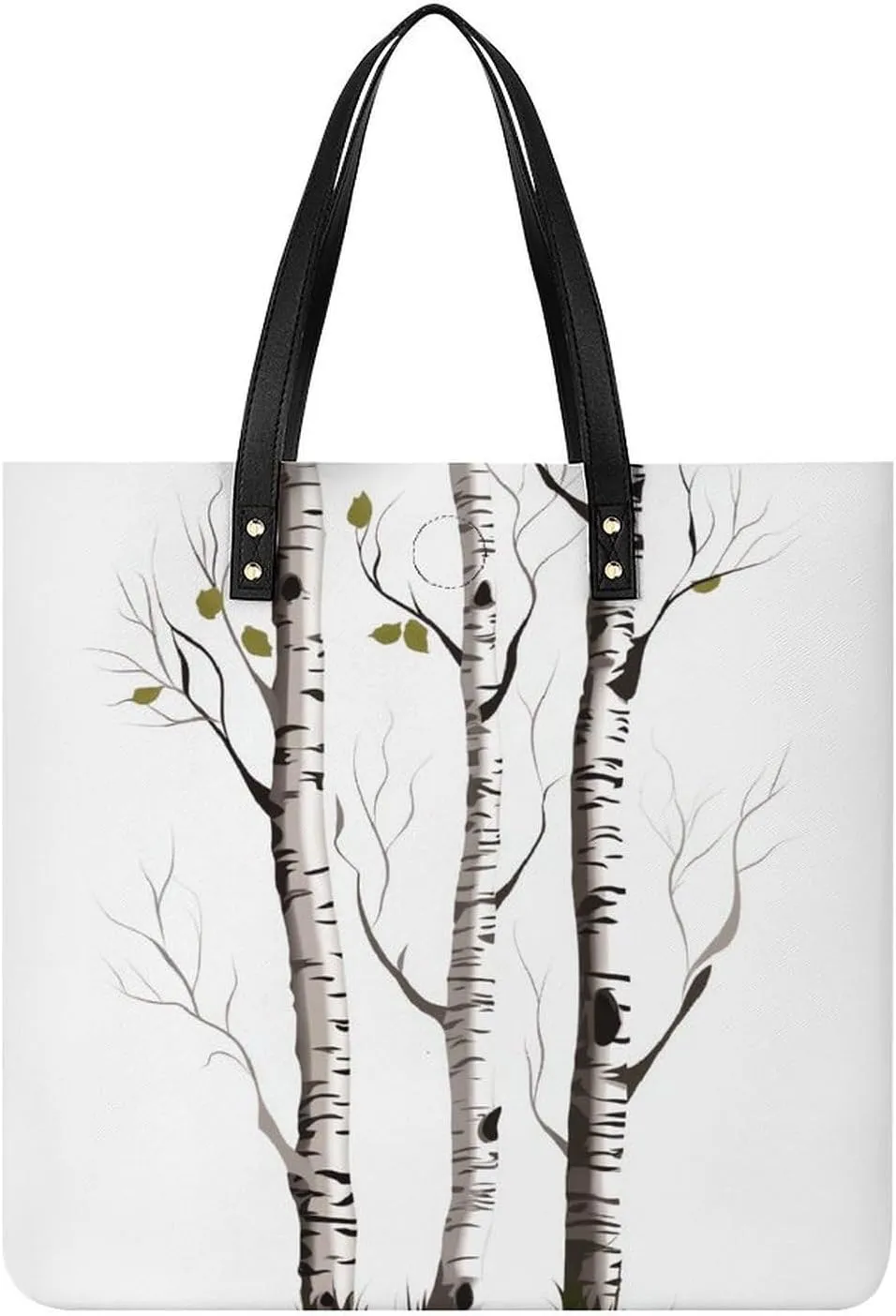 Birch Tree Tote Bag Pu Leather Handbags for Women Shopping Shoulder Bags Travel Hobo Bags Slouchy Tote Big Capacity Cross Body Handbags Laptop Briefcases