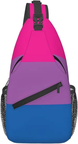 Bisexual Pride Flag Chest Sling Bag Crossbody Shoulder Backpack Bag Gym Cycling Daypack Travel Hiking Cross Bag