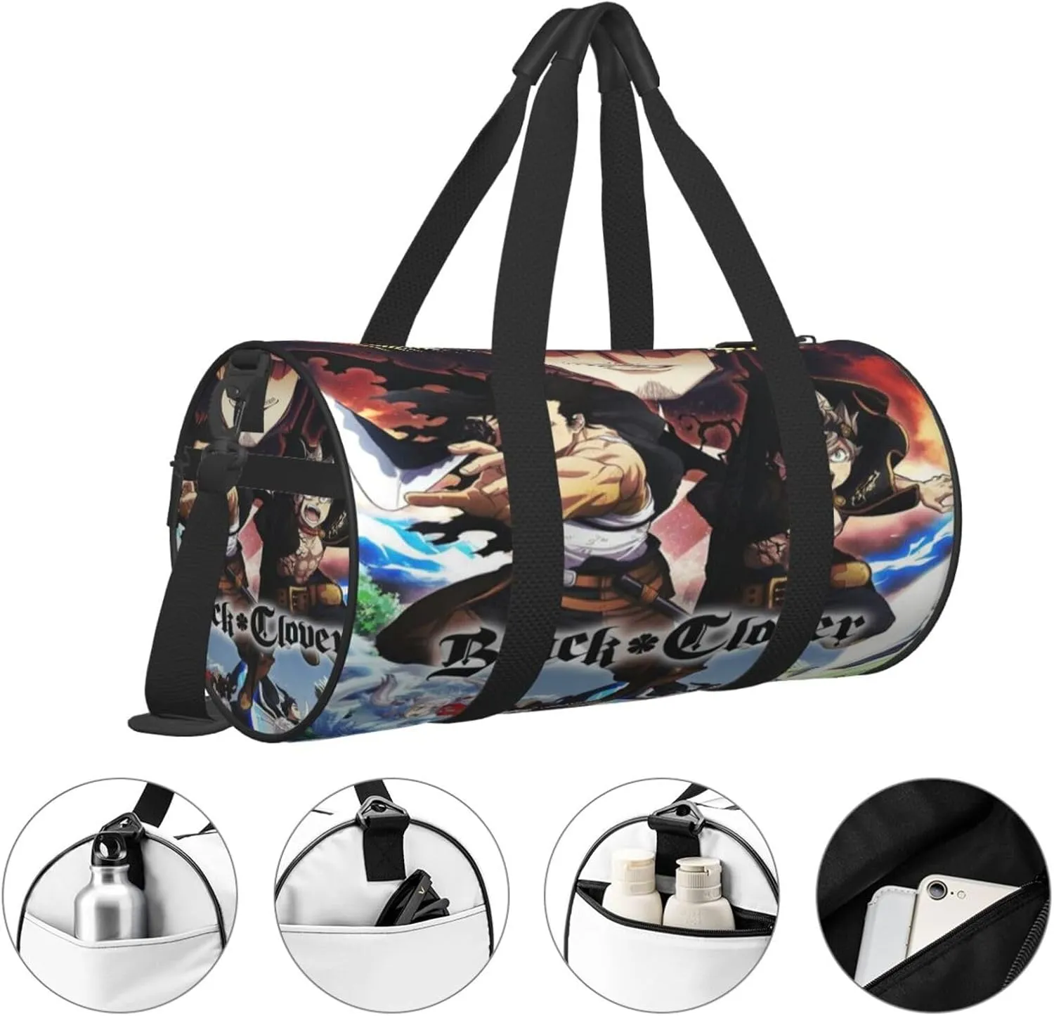 Bl-ack Clover Travel Bag for Men Women Duffel Roundlarge Capacity Sport Gym Bag