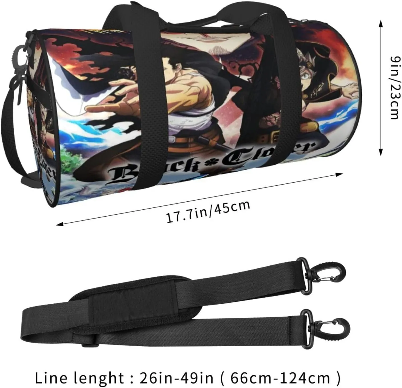 Bl-ack Clover Travel Bag for Men Women Duffel Roundlarge Capacity Sport Gym Bag