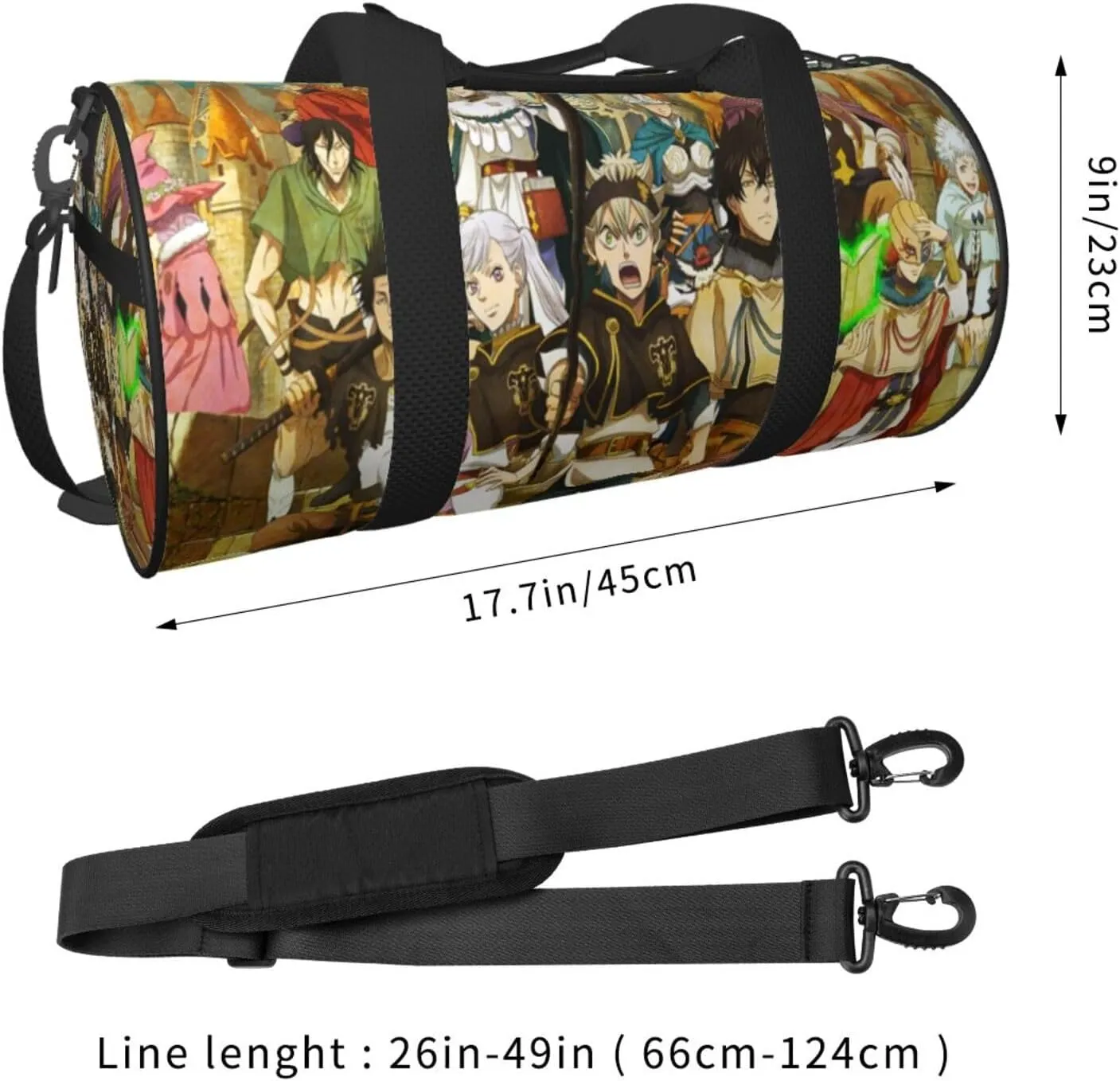 Bl-ack Clover Travel Bag for Men Women Duffel Roundlarge Capacity Sport Gym Bag
