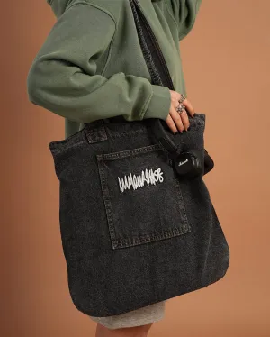 Black Denim Tote Bag