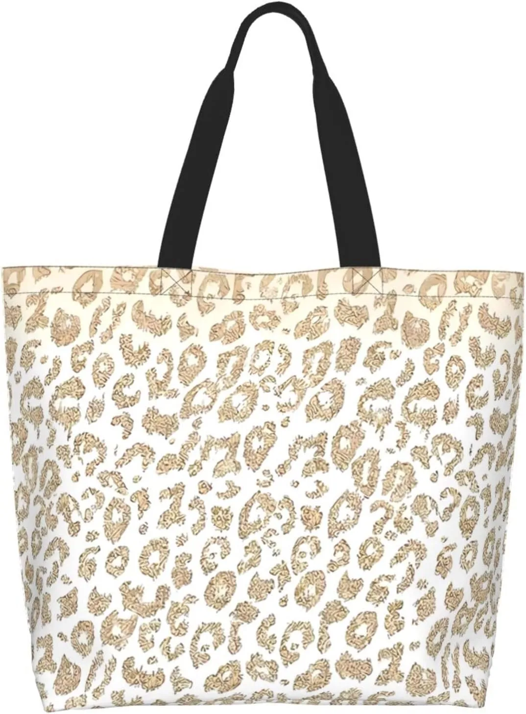 Black Leopard Print Women's Tote Bag Large Capacity Single Shoulder Bags Handbag for Shopping Work