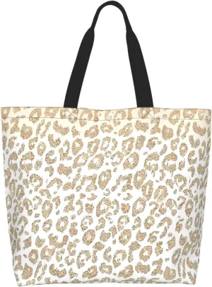 Black Leopard Print Women's Tote Bag Large Capacity Single Shoulder Bags Handbag for Shopping Work