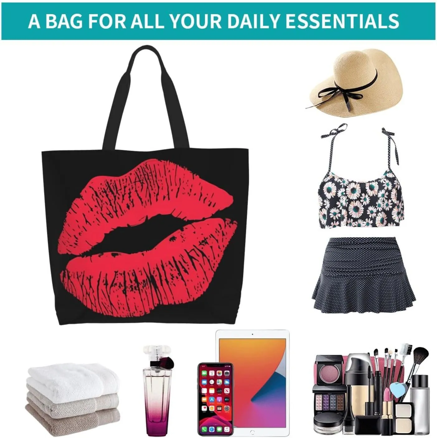 Black Leopard Print Women's Tote Bag Large Capacity Single Shoulder Bags Handbag for Shopping Work