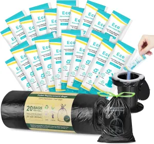 BLIKA 20pc Camping Toilet Bags Eco Absorbent Gel Set, Drawstring Portable Toilet Bags with Gel, 8 Gallon (30L) Heavy Duty 1.97 Mil, Toilet Replacement Bag with Toilet Powder for Camping Outdoor Hiking