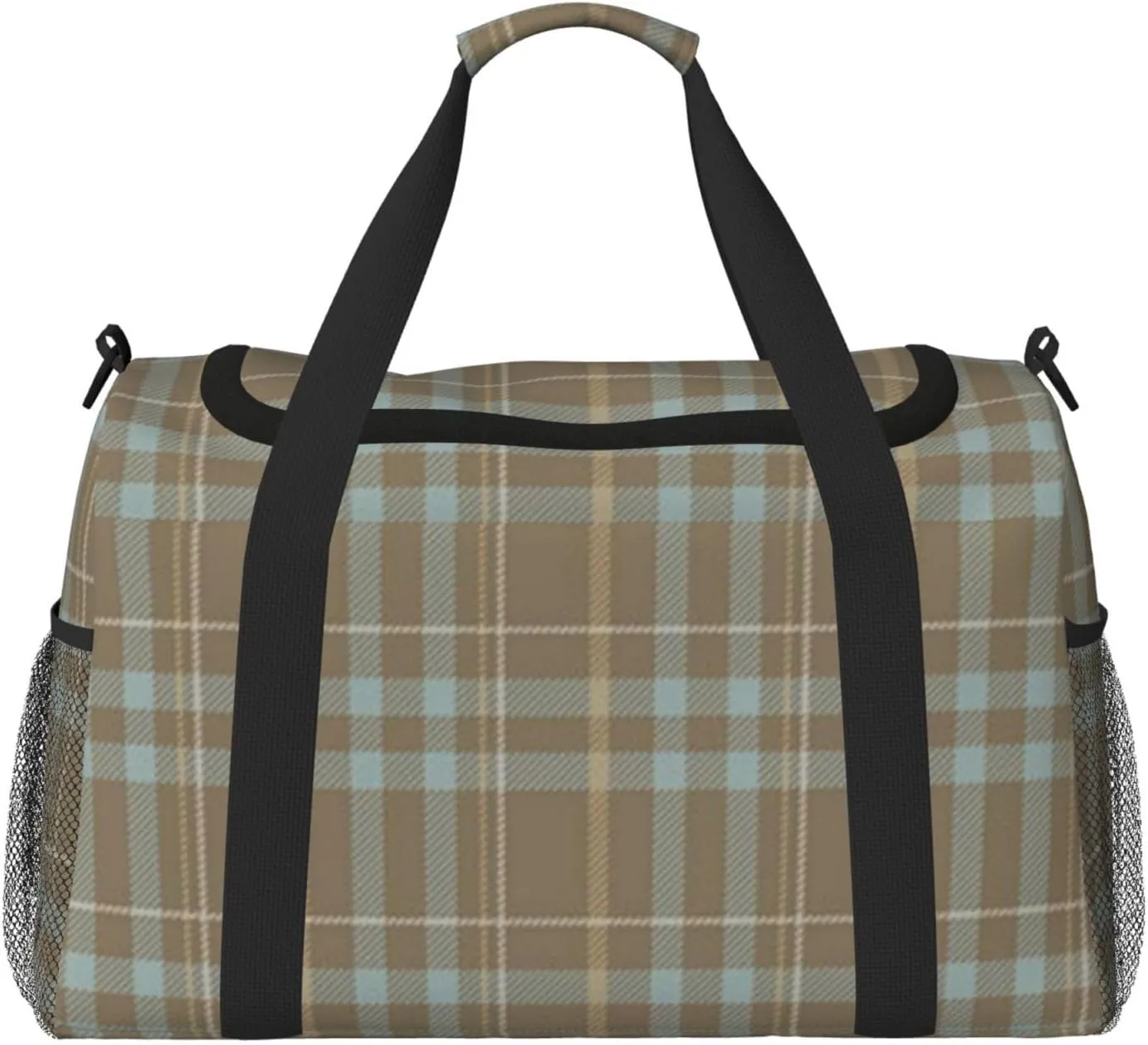 Blue Earth Grid Travel Duffel Bag Large Foldable Waterproof Overnight Bag For Beach Swim Bags Pool Sports Gym